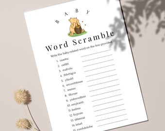 Winnie the Pooh Baby Shower Game: Word Scramble (Instant Download) PPB320