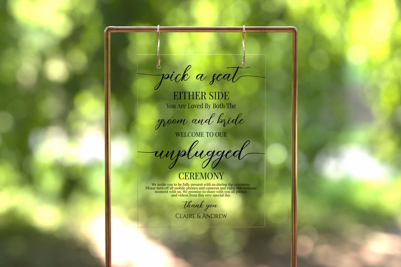 Unplugged Wedding Sign, Pick a Seat Easel Sign, Printable Welcome Sign, 100% Editable Template, Corjl PPW16 MAE image 5