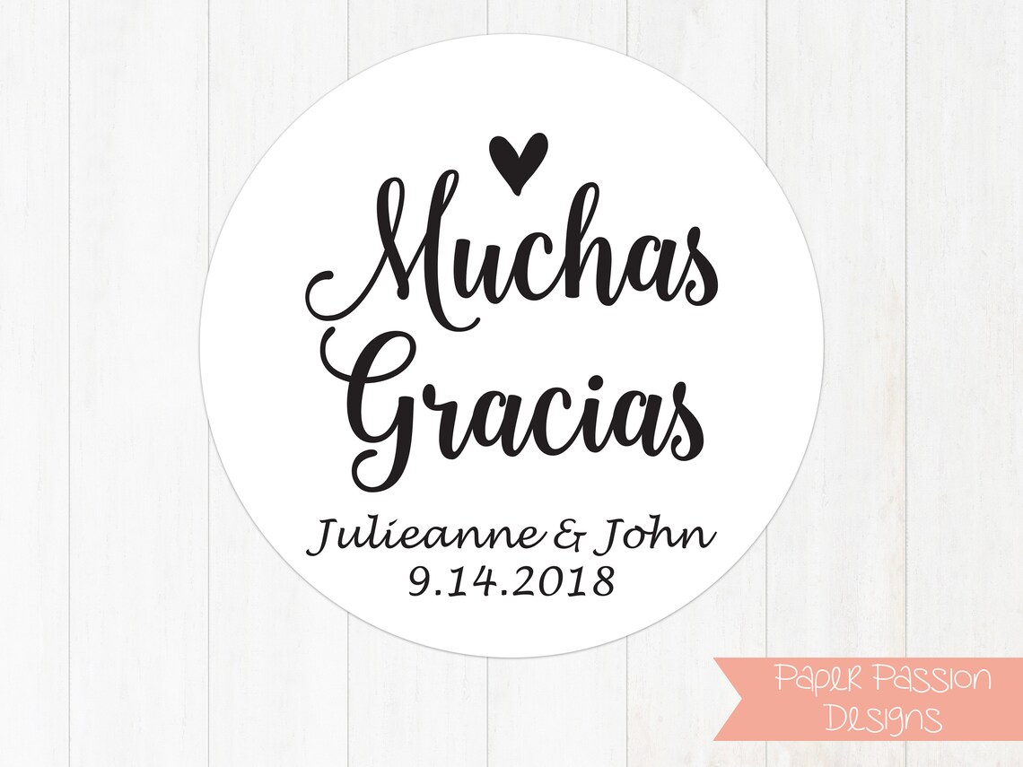Muchas Gracias Heart Tag Round Wedding Favor Tag Favor Thank | Etsy