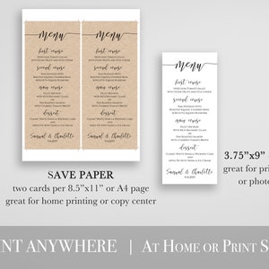 Modern Script Wedding Menu Template, Elegant Font Menu Card, 100% Editable PPW0550 GRACE image 4