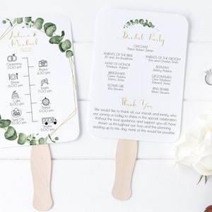 Gold Frame Greenery Fan Program Timeline, Wedding Order of Events, Ceremony Program 100% Editable PPW0445 image 8