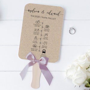 Wedding Fan Program Timeline, Wedding Order of Events, Ceremony Program 100% Editable PPW0550 Grace image 4