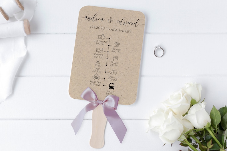 Wedding Fan Program Timeline, Wedding Order of Events, Ceremony Program 100% Editable PPW0550 Grace image 4