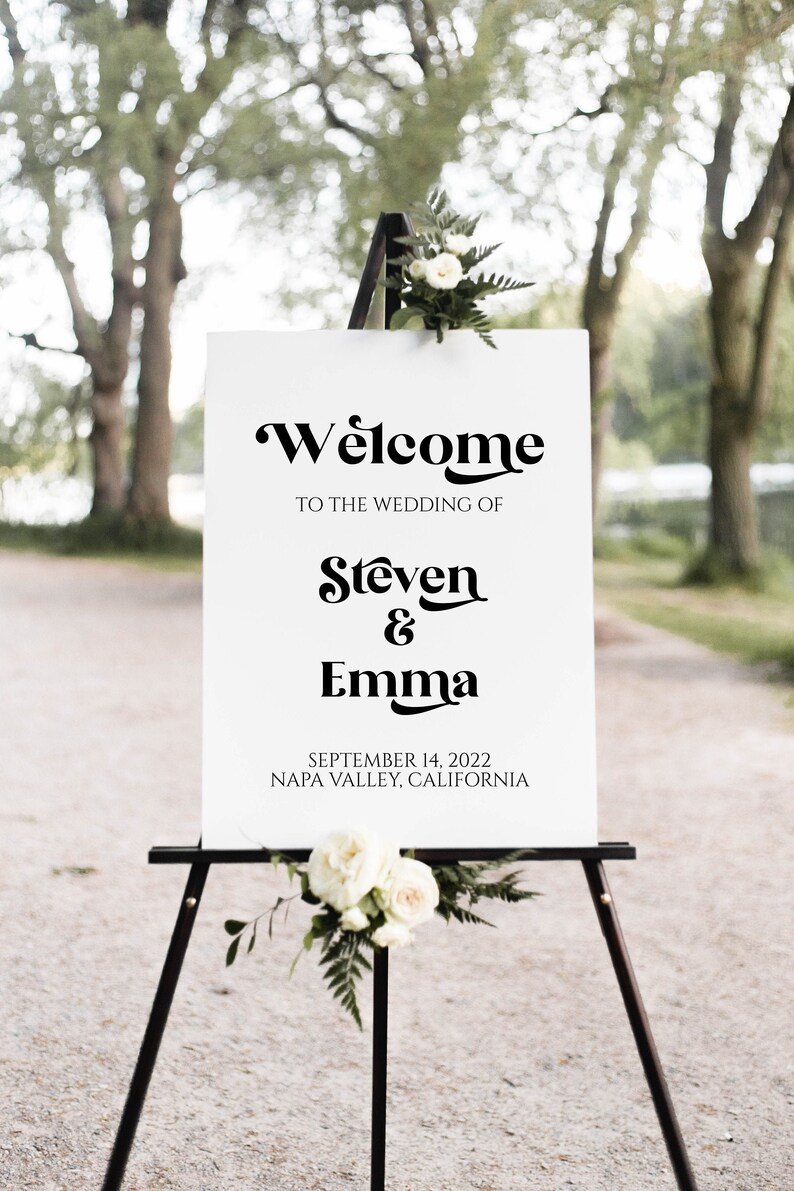 Wedding Welcome Sign Template, Wedding Printable, Editable Large Display Sign PPW74 image 1