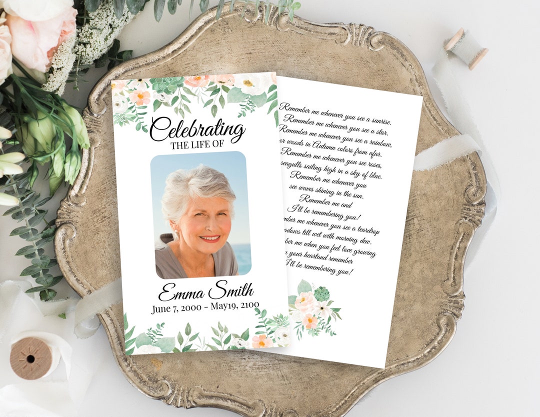 Memorial Prayer Card, Celebration of Life, Celebrating the Life of Card