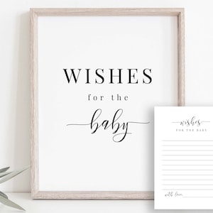 Wünsche für Baby Karte und Schild, Baby Shower druckbare Vorlage, Wunschkarte, Modern Minimalist, bearbeitbar druckbare PPB551 ELLE