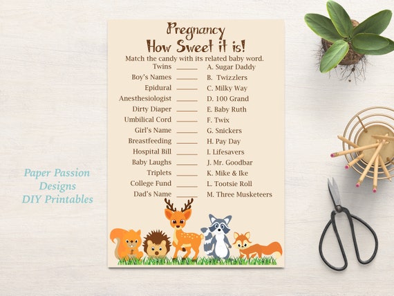 Celebrity Baby Names Game Woodland Animal Baby Shower Game Etsy