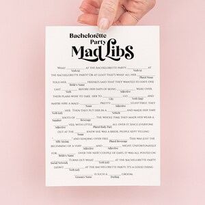 Bachelorette Party Mad Libs Game Template, Retro Bridal Weekend ...