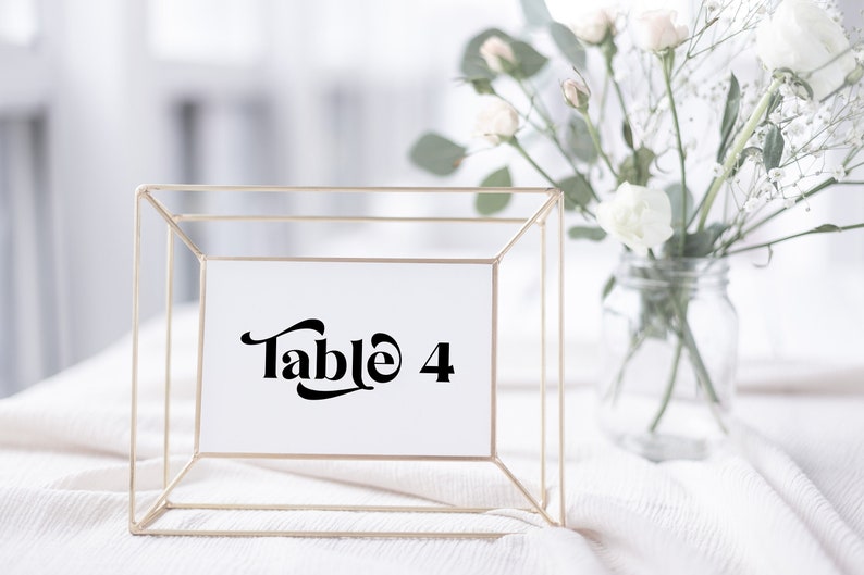 Wedding Table Number Card Template, Wedding Seating Arrangement, Event Seating Modern Retro Seating Numbers, Personalize Editable PPW74 image 1