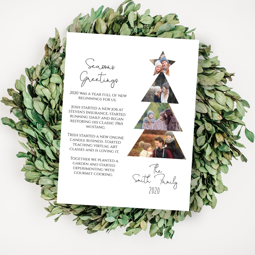 Christmas Tree Photo Letter Template Christmas Card Year in - Etsy