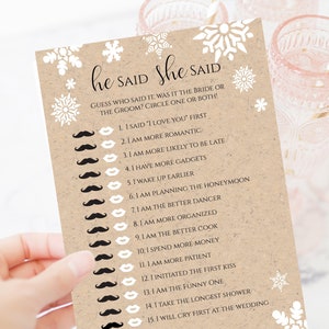 Snowflake Bridal Shower Game Template, He Said She Said Game, Editable Printable, Personalize Corjl NEVE PPW300 image 4