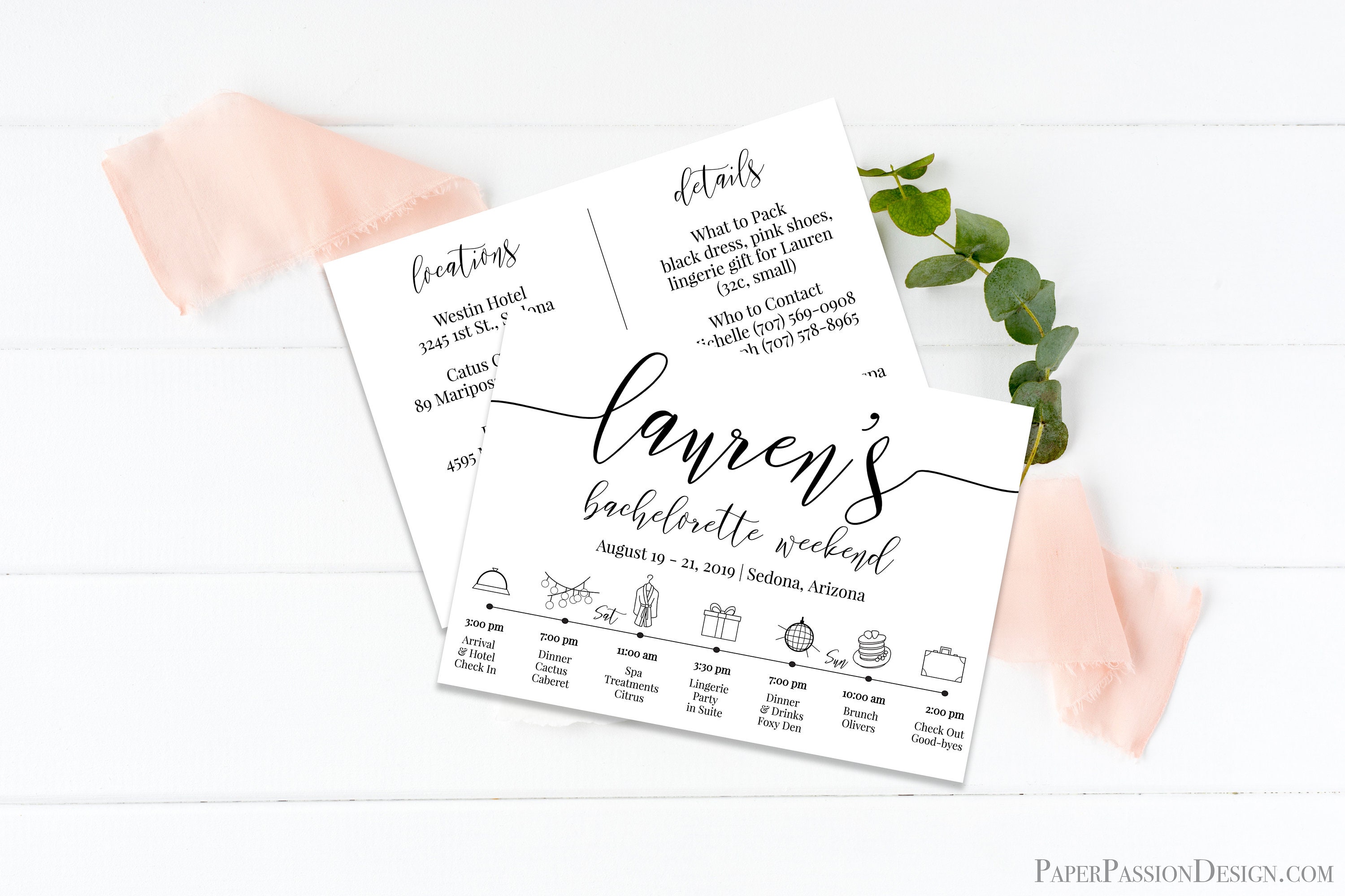Bachelorette Weekend Timeline Bridal Weekend Printable - Etsy