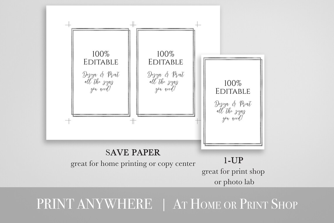 Silver Frame Fan Editable Sign Set Editable Wedding Sign - Etsy