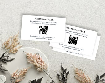 Honeymoon Wish QR Code Card Template, Minimalist Wedding Template, Retro Typewriter Text Enclosure Card, Honeymoon Fund PPW330 TYPEWRITER