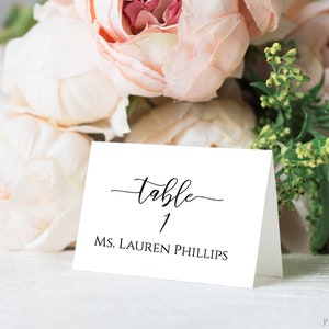 Wedding Table Place Card Template, Minimalist Elegant Design 100% ...