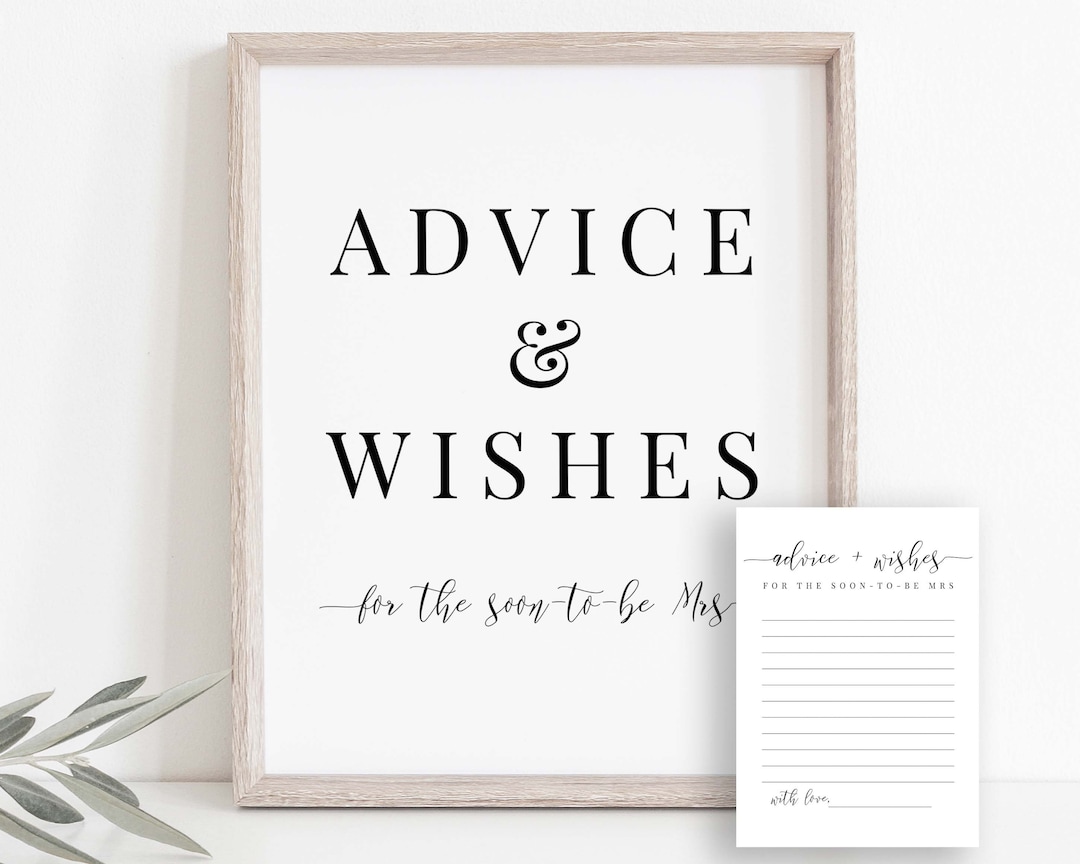 Advice and Wishes for the Newlyweds, Minimalist Bridal Shower Sign and ...