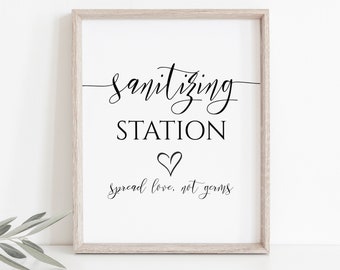 Elegant Sanitizing Station Sign, Wedding Spread Love Not Germs Sign, Wash Your Hands Printable, Editable Sign PPW550 GRACE