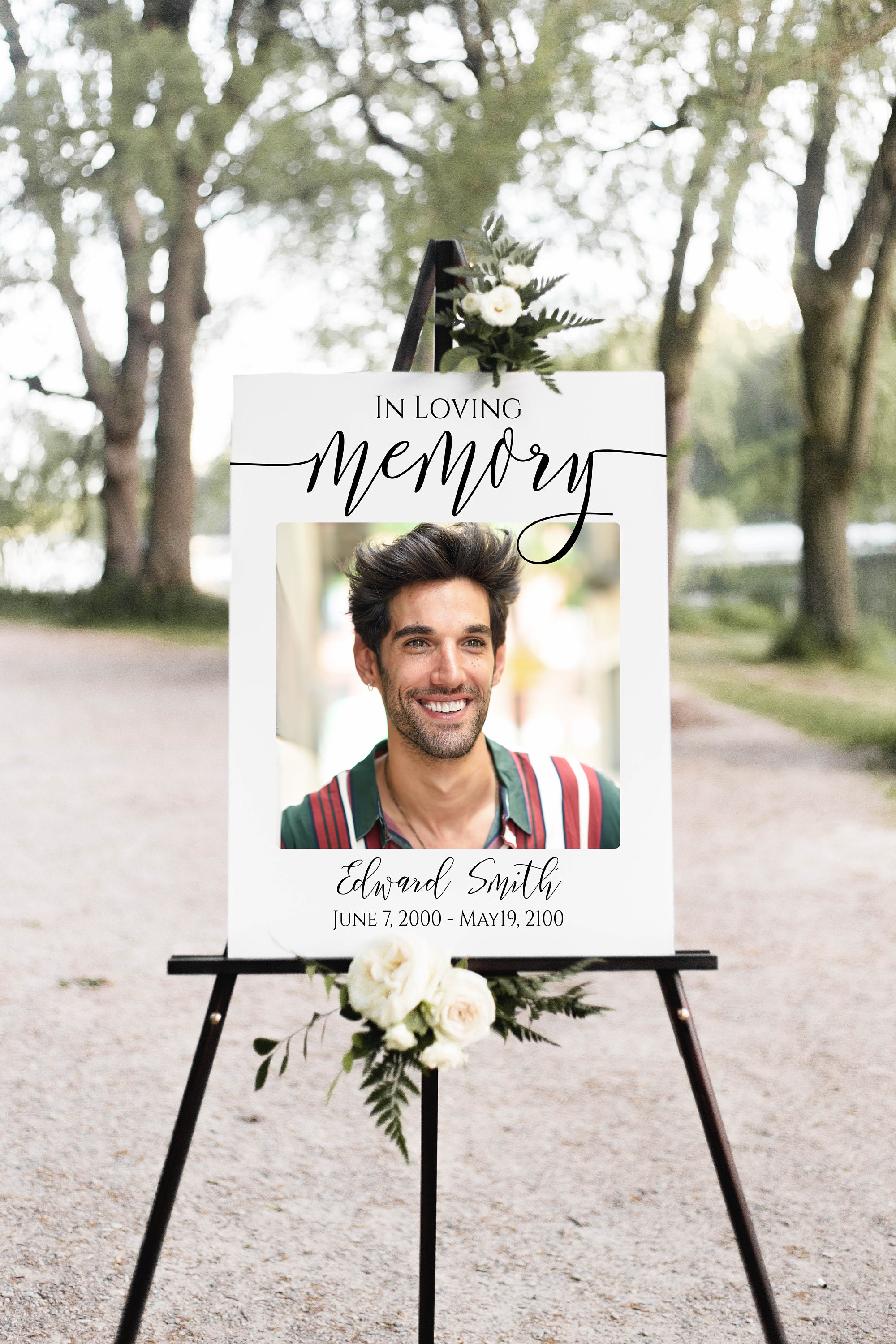 Personalized "In Loving Memory" Funeral Sign - 16x20" Foam Core, Custom Photo & Text
