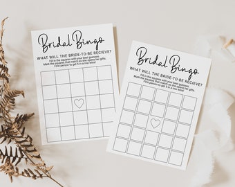 Minimalist Bridal Bingo Game Template, Bridal Shower Editable Modern Printable, Bachelorette Party, Wedding PPW554 EZRA