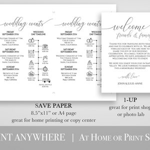 Welcome to Our Wedding Card, Wedding Weekend Timeline, Printable Out of Town Guests, Itinerary, Agenda, Printable Editable PPW0560 image 5