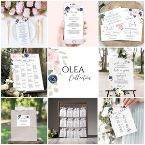 Unplugged Wedding Ceremony Sign, Pink and Blue Floral Pick a Seat Sign, 100% Editable PPW265 OLEA image 8