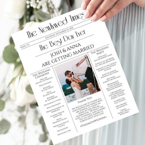 Wedding Newspaper Program, Modern Program, Editable Program, Template, Newspaper, Corjl, Instant Download  NEWS1