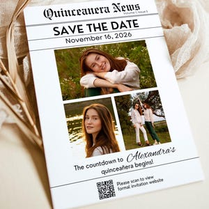 Invitación de quinceañera, invitación de quinceañera, plantilla editable de cumpleaños, descarga digital de Canva, invitación personalizada NEWS25003