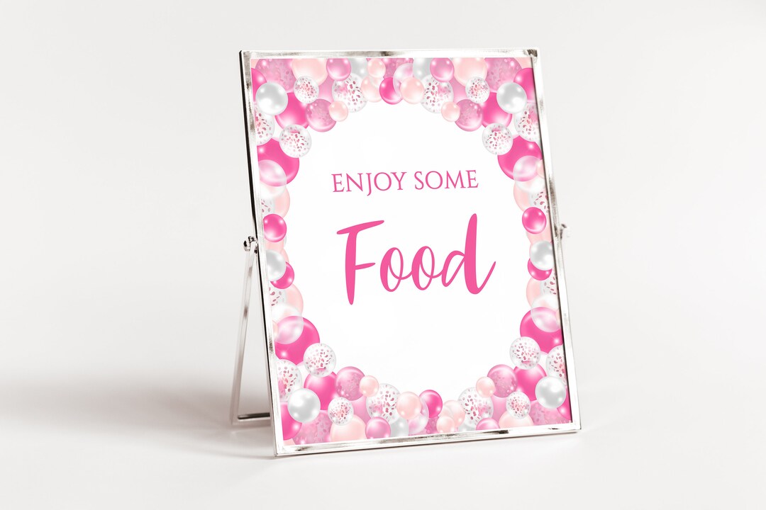 Food Sign Template Pink Balloon Birthday Party Sign Food - Etsy