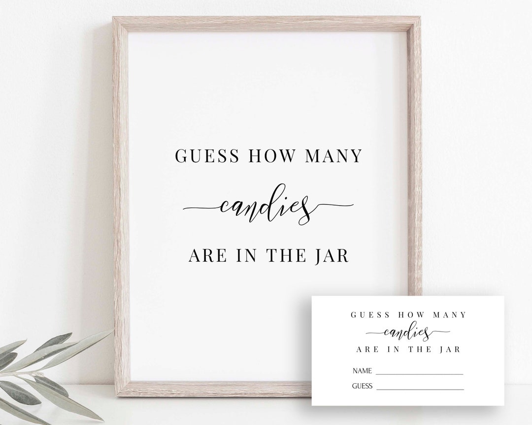 Guess How Many Candies Sign and Ticket Template, Baby Shower Game ...
