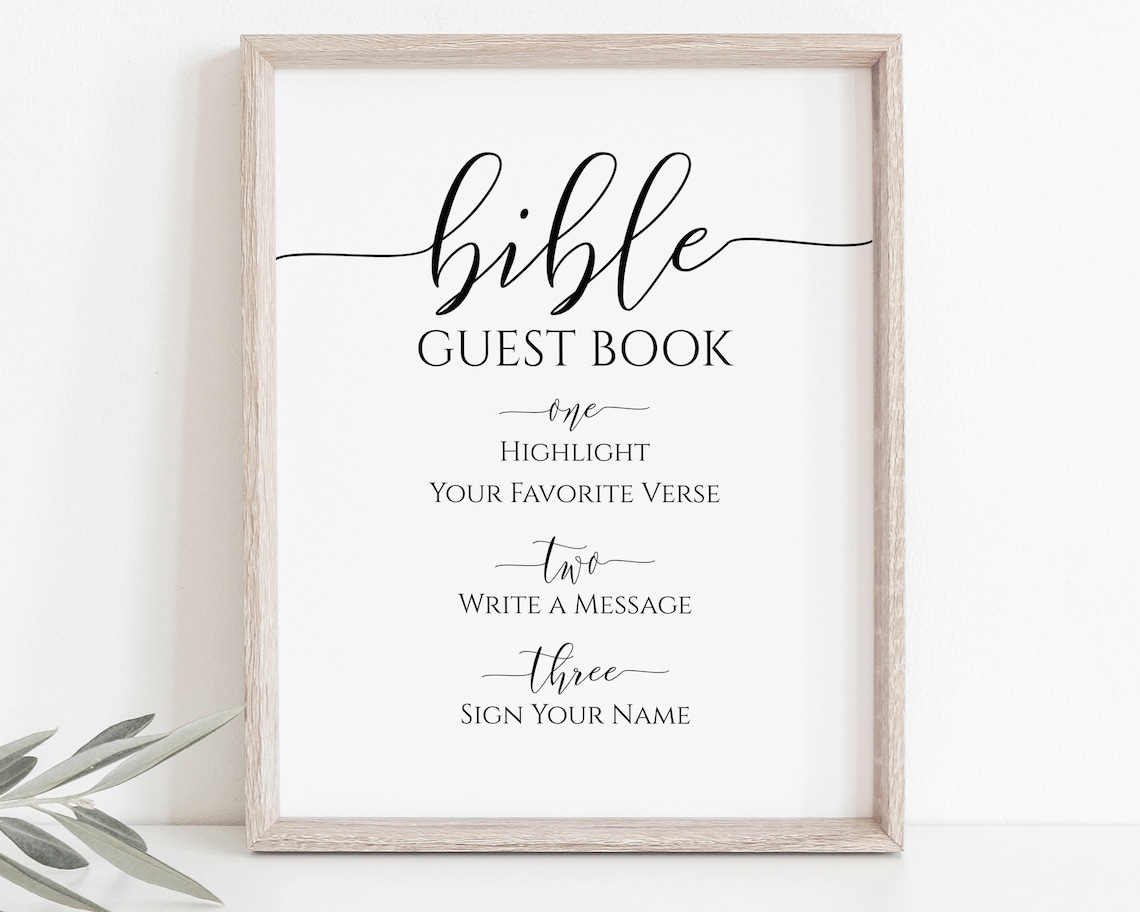 Bridal Shower Bible Guest Book Sign Template Guest Book Sign Etsy