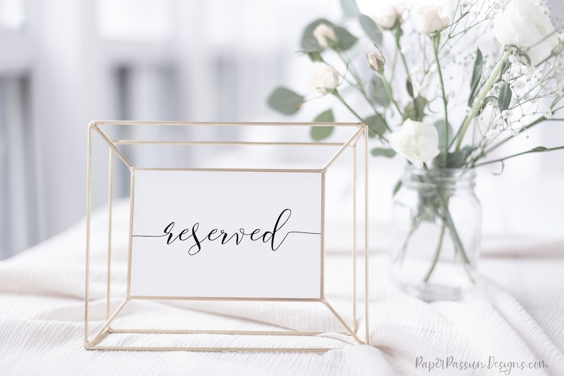 Reserved Sign, Ceremony Reserved for Family, Reception Wedding Printable, Instant Download Editable PPW0550 Grace image 1