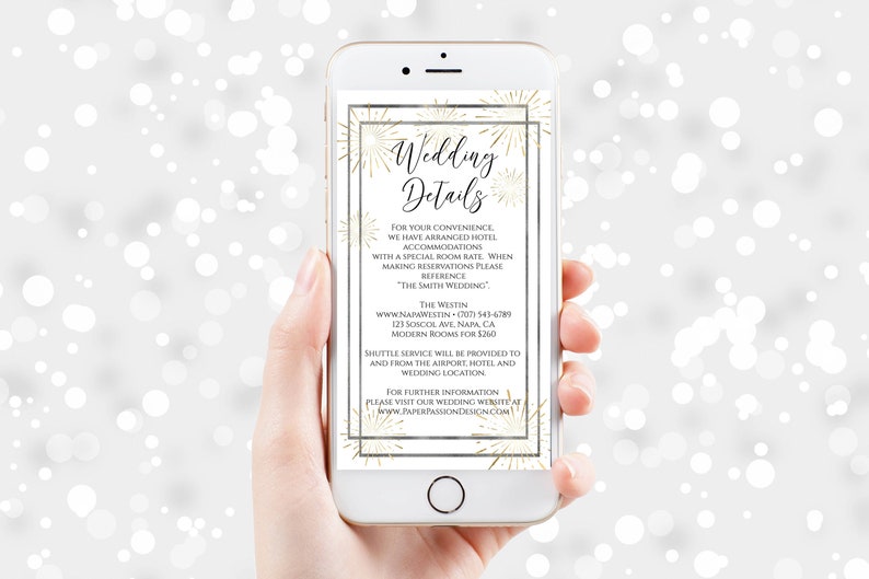 Wedding Details, Bachelorette, Wedding, Family Reunion, Electronic Info, Email Details, Editable Text, 100% Editable, Corjl PPW-NY21 image 1