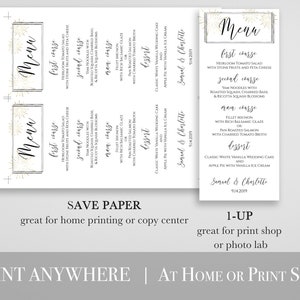 Gold and Silver Menu Card, Wedding Table Decor, Elegant Calligraphy, Table Seating, Sunburst Fireworks Editable Template, Corjl PPW-NY21 image 6