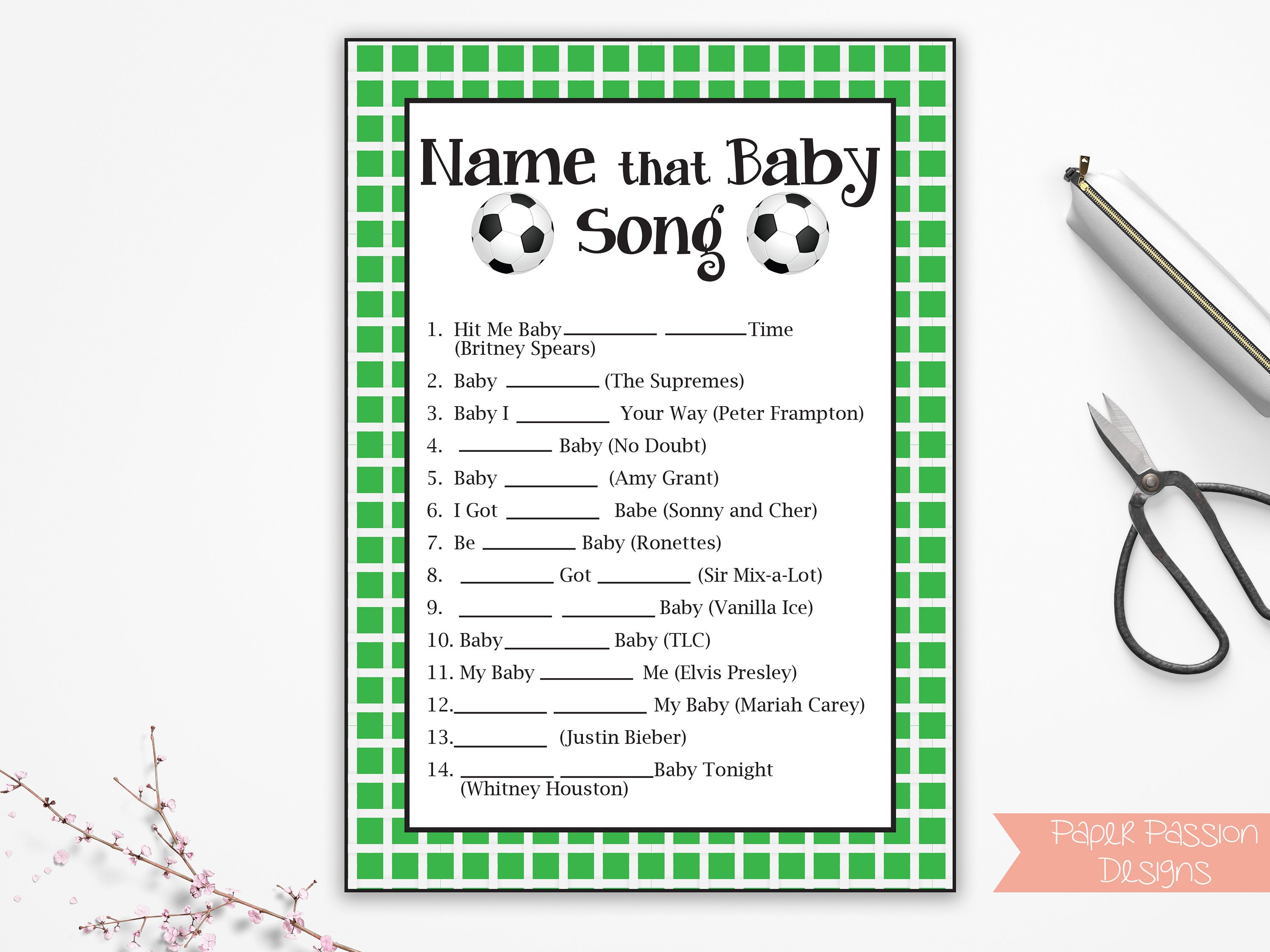 Name That Baby Song Game Soccer Theme Baby Shower Baby Boy Etsy