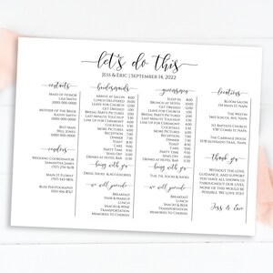 Wedding Party Timeline, Printable Wedding Day Schedule, Groomsmen Itinerary, Bridesmaid Agenda 100% Editable, Landscape Format PPW0550 Grace image 5