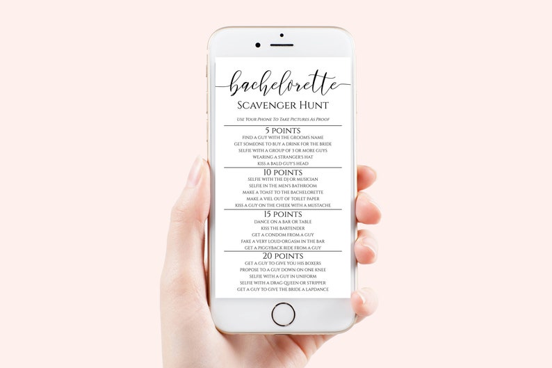 Bachelorette Scavenger Hunt Email Template, Bachelorette Party, Text Message Format, Editable Text, 100% Editable, Corjl PPW0550 Grace image 3