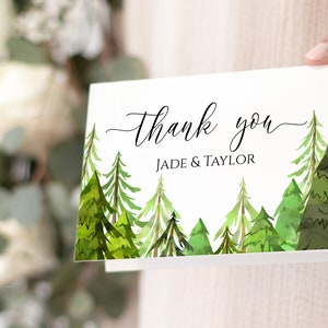 Pine Tree Thank You Card, Wedding Thank You, Printable Editable Template, Corjl LINDEN PPW410 image 6