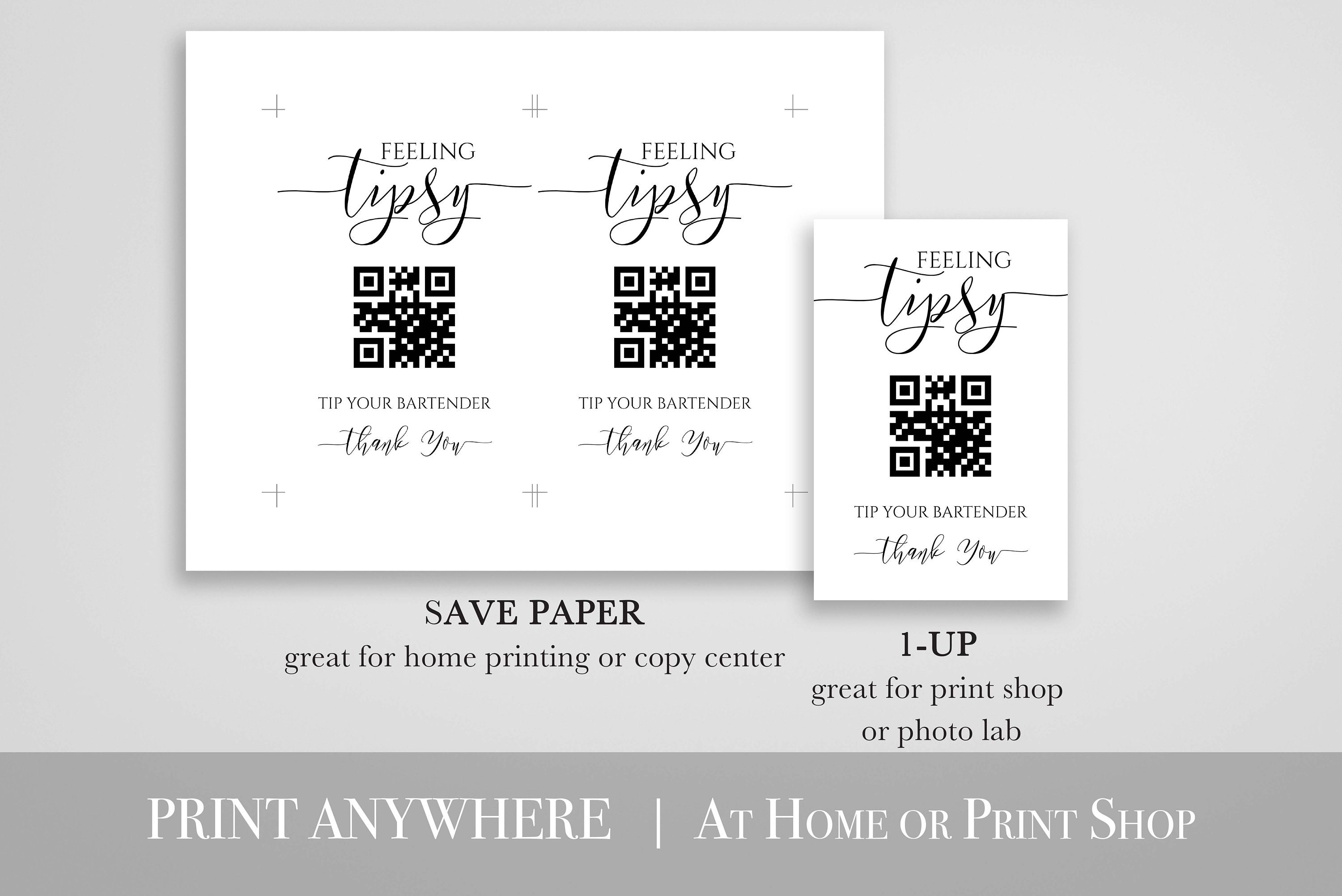 QR Code Table Top Sign Template Virtual Bartender Sign Cash - Etsy