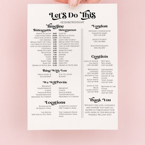 Wedding Party Timeline Template, Wedding Day Schedule Printable , Modern Retro Agenda, Pesonalize Editable PPW74 image 4