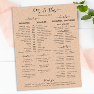 Wedding Party Timeline, Printable Wedding Day Schedule, Groomsmen Itinerary, Bridesmaid Agenda 100% Editable, Corjl PPW0550 Grace image 3