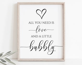 Love and Bubbly Sign Template,  Wedding Love Sign, Bridal Shower Signage, Editable Wedding Printable, Corjl PPW0550 Grace