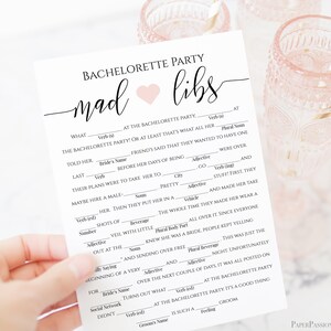 Bachelorette Party Mad Libs Template, Bridal Shower Game, Rustic Modern ...