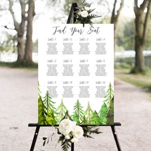 Wedding Seating Chart Display Template, Tree Forest Printable Table Seating, Wedding Seating, Editable Template, Corjl LINDEN PPW410 image 8