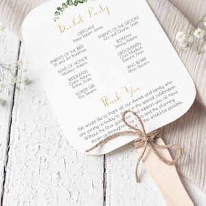 Gold Frame Greenery Fan Program Timeline, Wedding Order of Events, Ceremony Program 100% Editable PPW0445 image 4