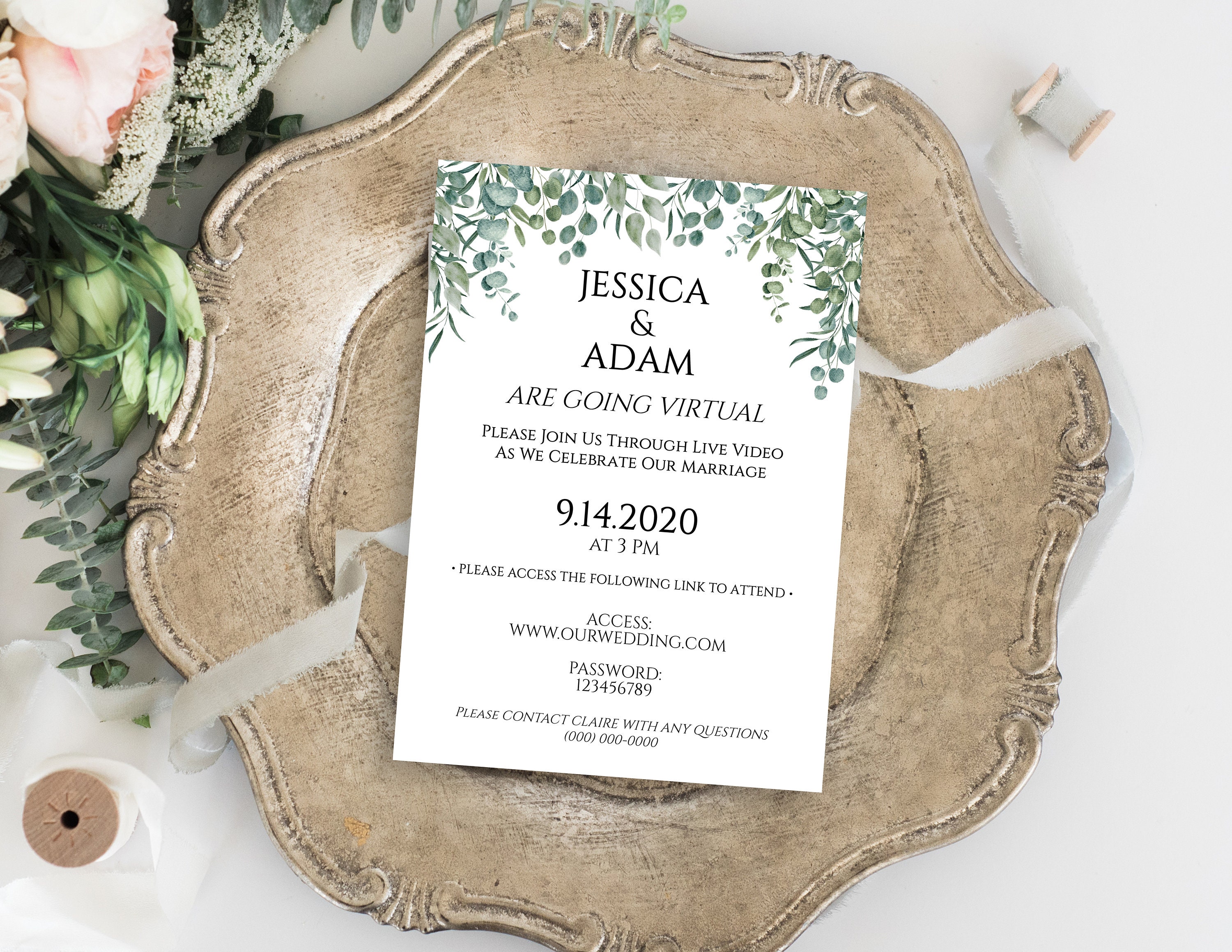 Virtual Wedding Invitation Wedding Ceremony Invitation Zoom | Etsy