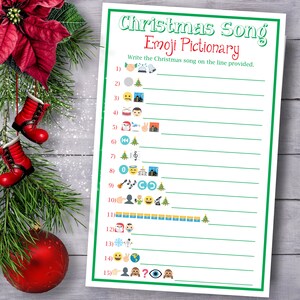 Christmas Songs Emoji Pictionary Christmas Party Game Printable Party ...