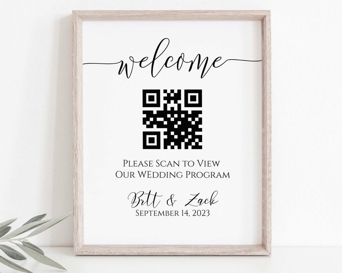 Wedding Program QR Code Table Top Sign Template Virtual Event - Etsy