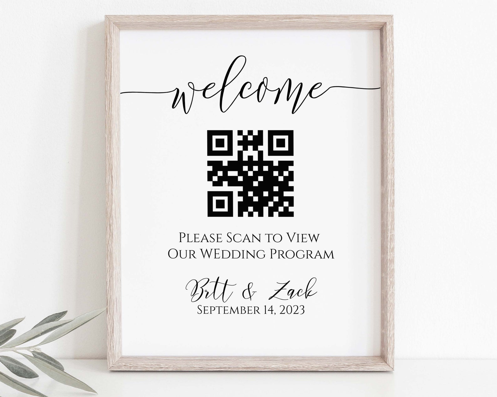 Wedding Program QR Code Table Top Sign Template Virtual Event | Etsy