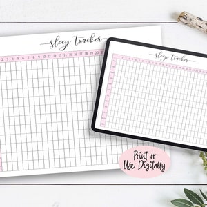 Pink Sleep Tracker Template, Health Tracking Printable, Lifestyle Planning, Monthly, Yearly Printable PDF, GoodNotes Digital Register G100