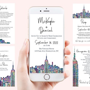 Big Apple Electronic Wedding Invitation Suite Template, NYC Evite, Details, RSVP, Reception, Honeymoon Wish PPW42 PARK